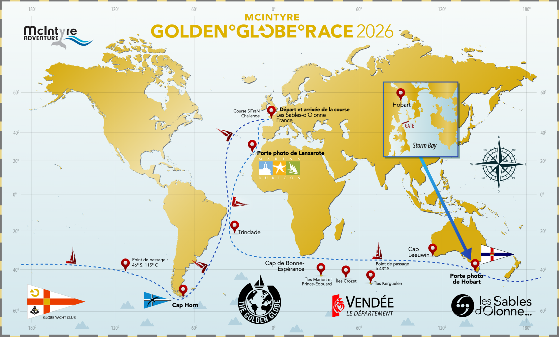 Parcours de la Golden Globe Race 2026