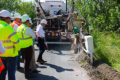 Chantier enfouissement de la fibre à Nalliers