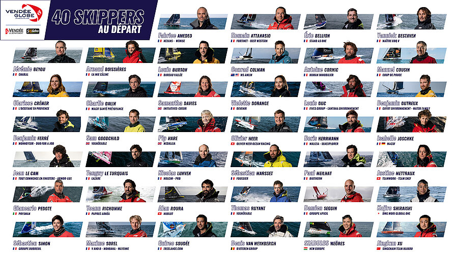 La liste des 40 skippers engagés sur la 10e édition du Vendée Globe La liste des 40 skippers engagés sur la 10e édition du Vendée Globe