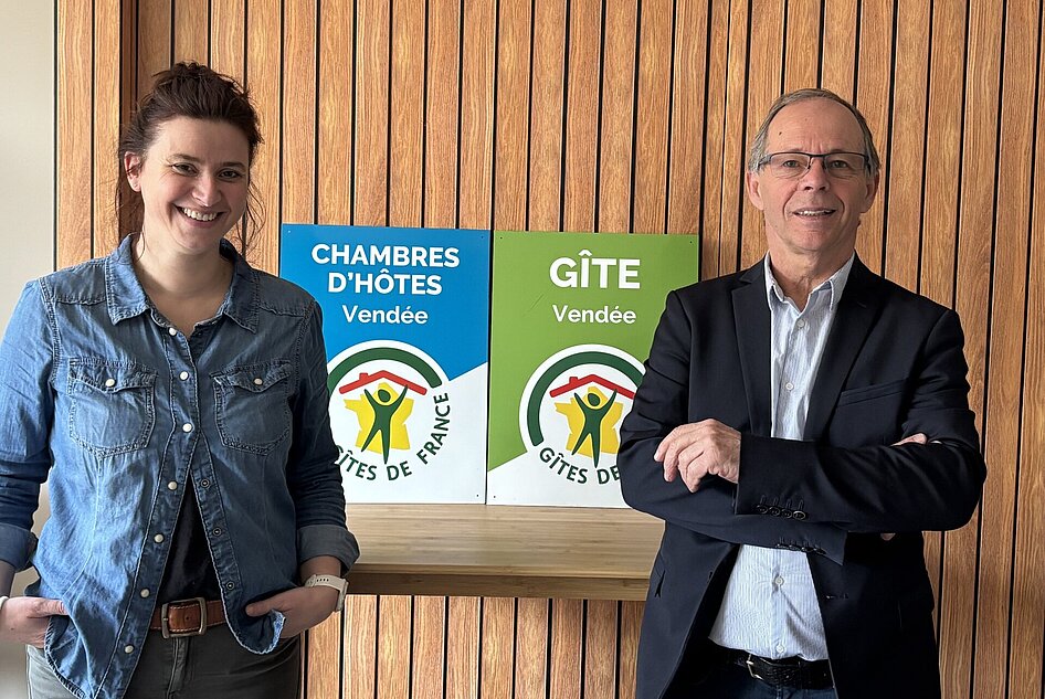 Antoine Priouzeau et Cécile Tal, directrice des Gîtes de France Vendée Antoine Priouzeau et Cécile Tal, directrice des Gîtes de France Vendée