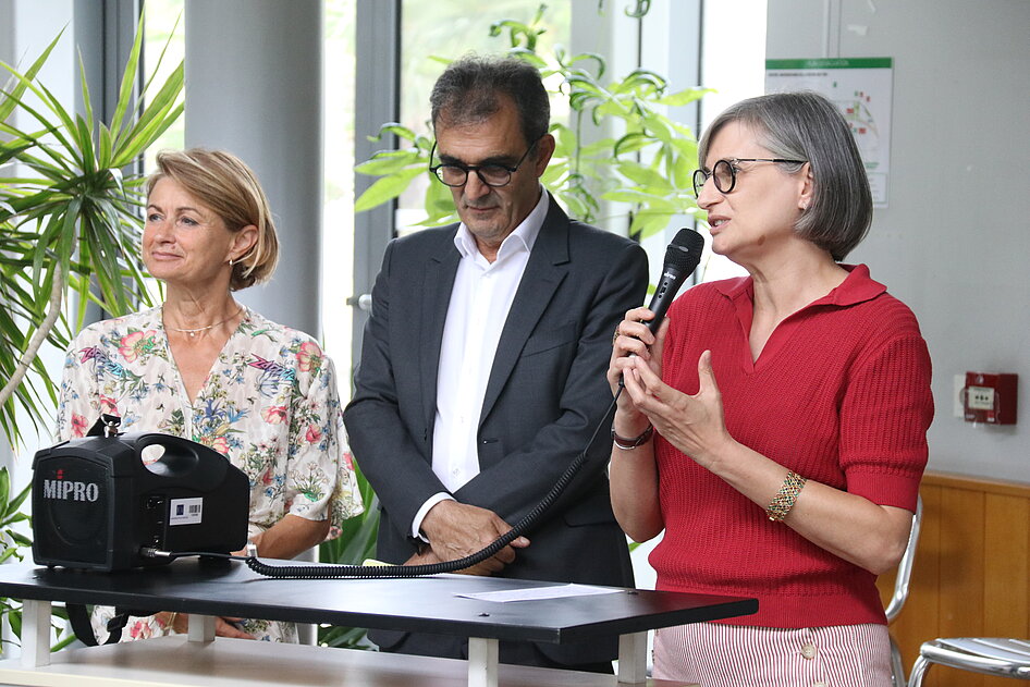 Carine Bernault, présidente de Nantes Université, a pris la parole lors de la visite officielle Carine Bernault, présidente de Nantes Université, a pris la parole lors de la visite officielle