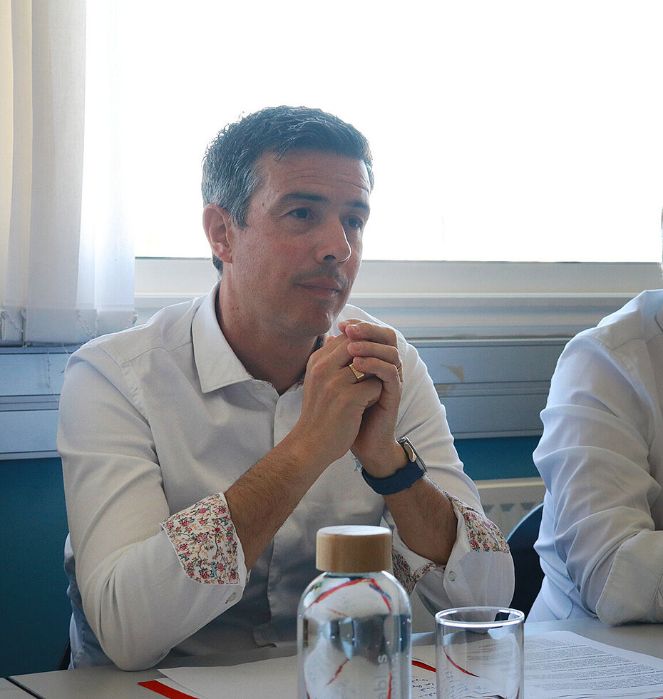 Nicolas Chénéchaud lors de la conférence de presse de la 25e édition de la Mini Transat