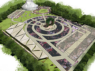 maquette de l'espace Jeux de l'effort lors des Floralies Internationales - Nantes de 2024